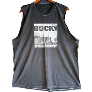 Rocky Balboa Muscle Cut Tee Mens L Black Movie Sleeveless T-Shirt Boxing